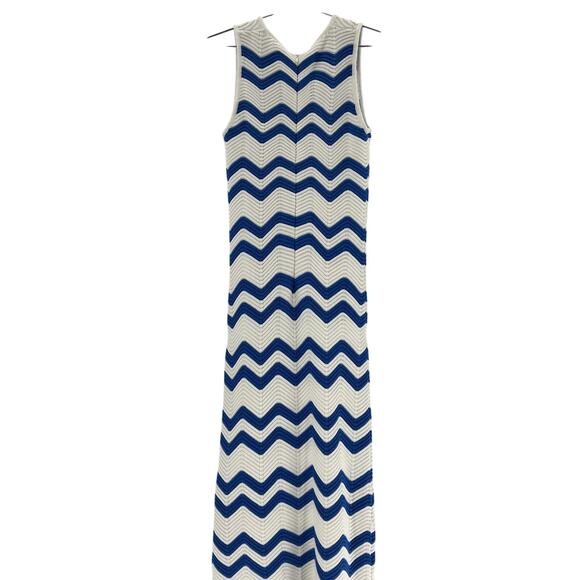 Hyacinth House Zig-Zag Stripe Blue Cotton Mykonos Knit Maxi Dress Size S - Picture 2 of 4
